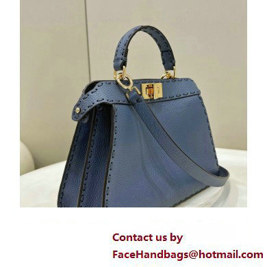 Fendi Peekaboo ISeeU Small Bag Blue Selleria with 556 hand-sewn stitches 2024