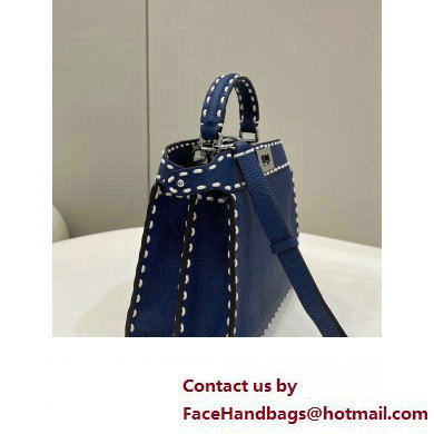 Fendi Peekaboo ISeeU Small Bag Blue Selleria with topstitches 2024 - Click Image to Close