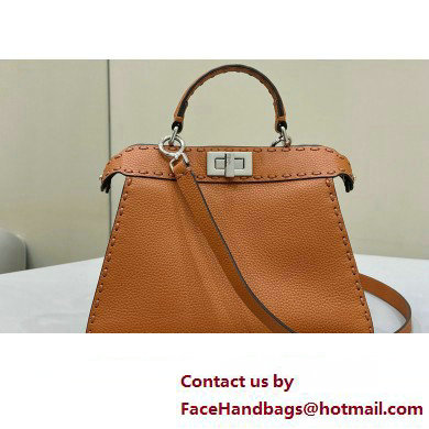 Fendi Peekaboo ISeeU Small Bag Brown Selleria with 556 hand-sewn stitches 2024