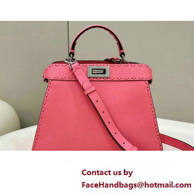 Fendi Peekaboo ISeeU Small Bag Pink Selleria with 556 hand-sewn stitches 2024