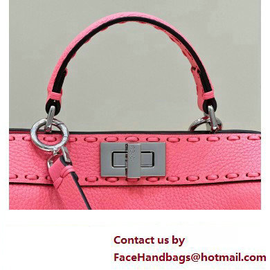 Fendi Peekaboo ISeeU Small Bag Pink Selleria with 556 hand-sewn stitches 2024