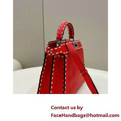 Fendi Peekaboo ISeeU Small Bag Red Selleria with topstitches 2024 - Click Image to Close