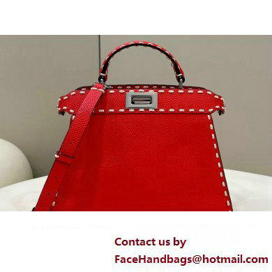 Fendi Peekaboo ISeeU Small Bag Red Selleria with topstitches 2024