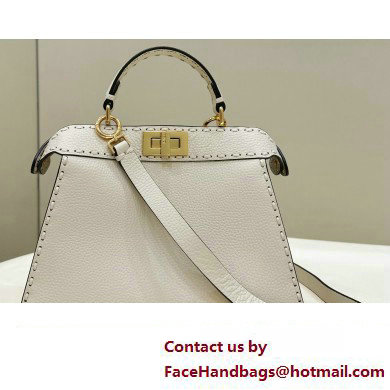 Fendi Peekaboo ISeeU Small Bag White Selleria with 556 hand-sewn stitches 2024 - Click Image to Close