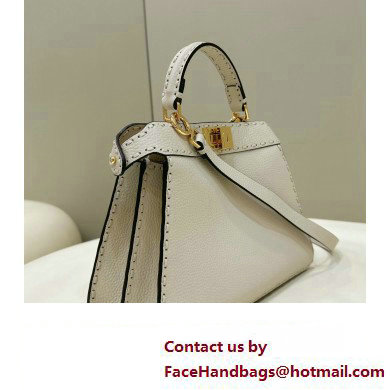 Fendi Peekaboo ISeeU Small Bag White Selleria with 556 hand-sewn stitches 2024