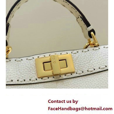 Fendi Peekaboo ISeeU Small Bag White Selleria with 556 hand-sewn stitches 2024