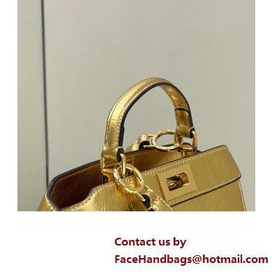 Fendi Peekaboo ISeeU Small Bag in nappa Leather Gold 2024