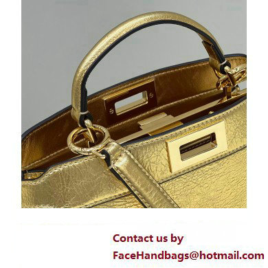 Fendi Peekaboo ISeeU Small Bag in nappa Leather Gold 2024