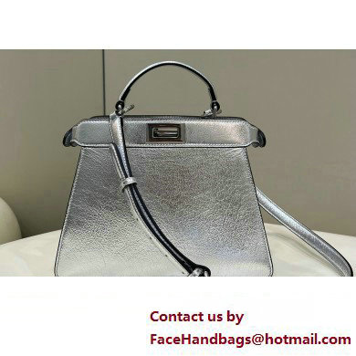 Fendi Peekaboo ISeeU Small Bag in nappa Leather Silver 2024