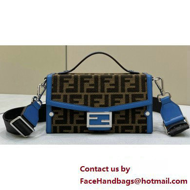 Fendi Soft Trunk Baguette Bag FF jacquard fabric Blue 2024 - Click Image to Close