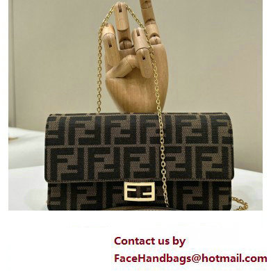 Fendi Wallet On Chain Baguette Bag in Brown FF fabric 2024