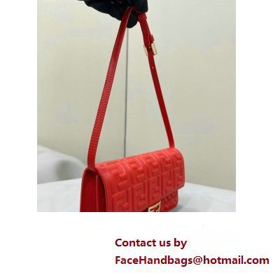 Fendi Wallet On Chain Baguette Bag in Red nappa leather 2024