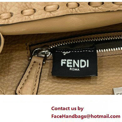 Fendi iconic Peekaboo Mini Bag Beige Selleria with 220 hand-sewn topstitches 2024