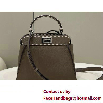 Fendi iconic Peekaboo Mini Bag Gray Selleria with topstitches 2024 - Click Image to Close