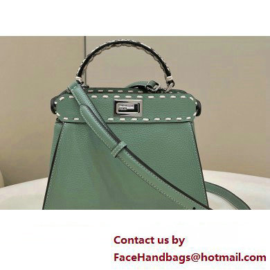 Fendi iconic Peekaboo Mini Bag Light Green/Python Selleria with topstitches 2024 - Click Image to Close