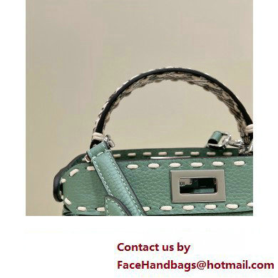 Fendi iconic Peekaboo Mini Bag Light Green/Python Selleria with topstitches 2024