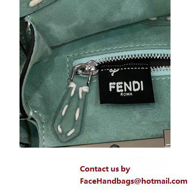 Fendi iconic Peekaboo Mini Bag Light Green/Python Selleria with topstitches 2024