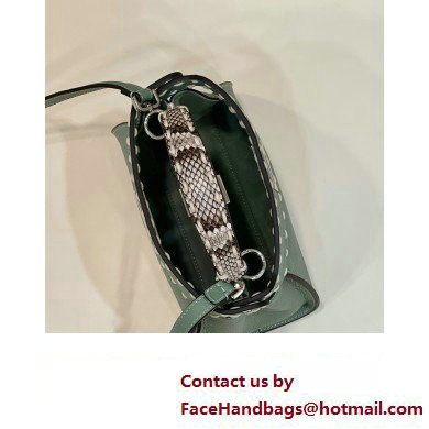 Fendi iconic Peekaboo Mini Bag Light Green/Python Selleria with topstitches 2024