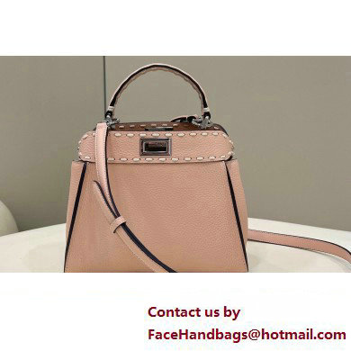 Fendi iconic Peekaboo Mini Bag Light Pink Selleria with topstitches 2024 - Click Image to Close