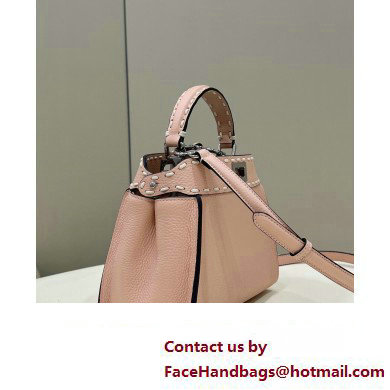 Fendi iconic Peekaboo Mini Bag Light Pink Selleria with topstitches 2024