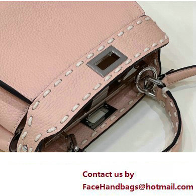 Fendi iconic Peekaboo Mini Bag Light Pink Selleria with topstitches 2024