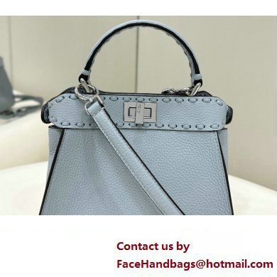 Fendi iconic Peekaboo Mini Bag Light blue Selleria with 220 hand-sewn topstitches 2024 - Click Image to Close