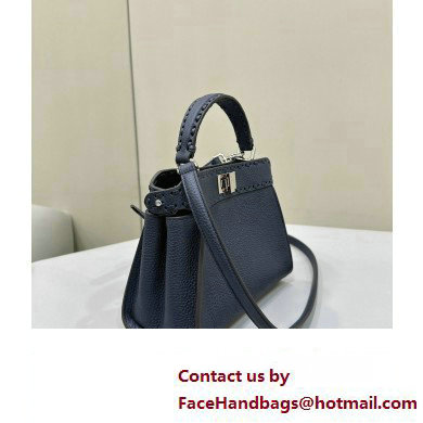 Fendi iconic Peekaboo Mini Bag Midnight blue Selleria with 220 hand-sewn topstitches 2024