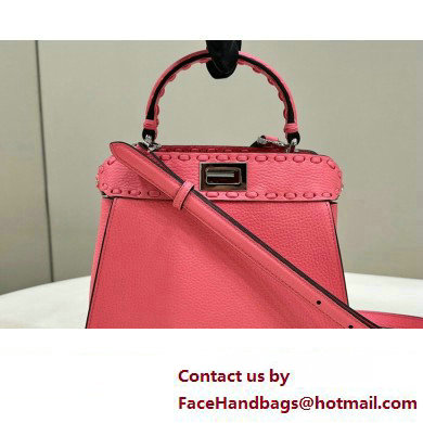 Fendi iconic Peekaboo Mini Bag Pink Selleria with 220 hand-sewn topstitches 2024