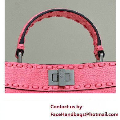 Fendi iconic Peekaboo Mini Bag Pink Selleria with 220 hand-sewn topstitches 2024