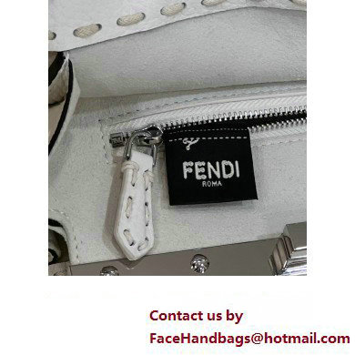 Fendi iconic Peekaboo Mini Bag White/Python Selleria with topstitches 2024