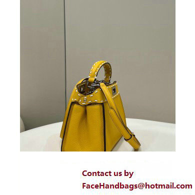 Fendi iconic Peekaboo Mini Bag Yellow Selleria with topstitches 2024