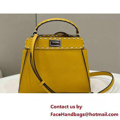 Fendi iconic Peekaboo Mini Bag Yellow Selleria with topstitches 2024