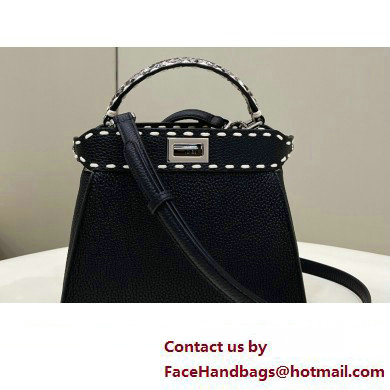 Fendi iconic Peekaboo Mini Bag black/Python Selleria with topstitches 2024