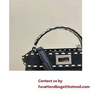 Fendi iconic Peekaboo Mini Bag black/Python Selleria with topstitches 2024