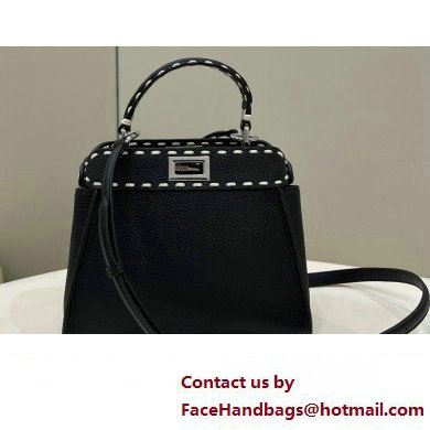 Fendi iconic Peekaboo Mini Bag black Selleria with topstitches 2024 - Click Image to Close