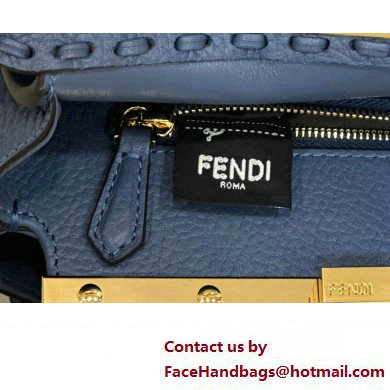 Fendi iconic Peekaboo Mini Bag blue Selleria with 220 hand-sewn topstitches 2024