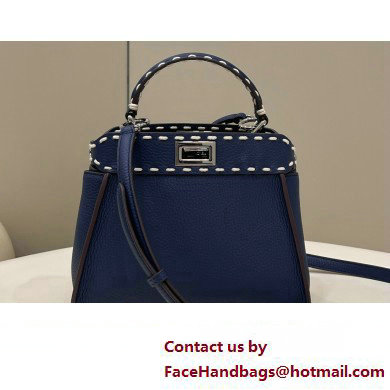 Fendi iconic Peekaboo Mini Bag blue Selleria with topstitches 2024 - Click Image to Close