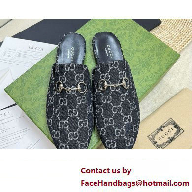 Gucci Black and grey GG denim Princetown slipper 771592 2024