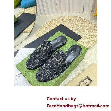 Gucci Black and grey GG denim Princetown slipper 771592 2024