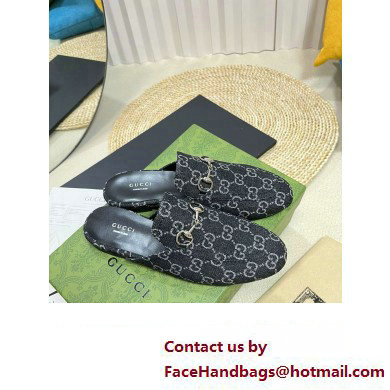 Gucci Black and grey GG denim Princetown slipper 771592 2024