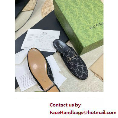 Gucci Black and grey GG denim Princetown slipper 771592 2024