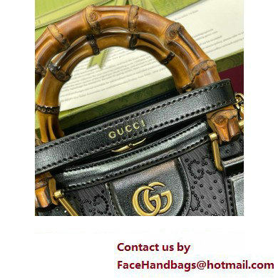 Gucci Diana mini tote bag canvas with GG crystal 707449 BLACK