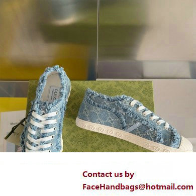 Gucci Light blue GG denim SNEAKERS 784213 2024 - Click Image to Close