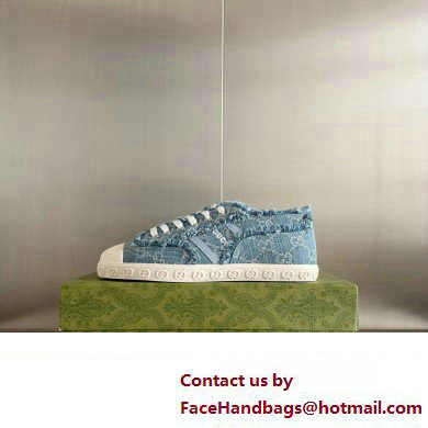 Gucci Light blue GG denim SNEAKERS 784213 2024