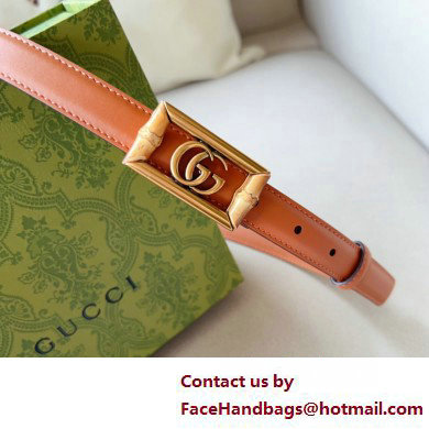 Gucci Width 2cm Belt with Double G buckle and bamboo 768464 02 2024 - Click Image to Close