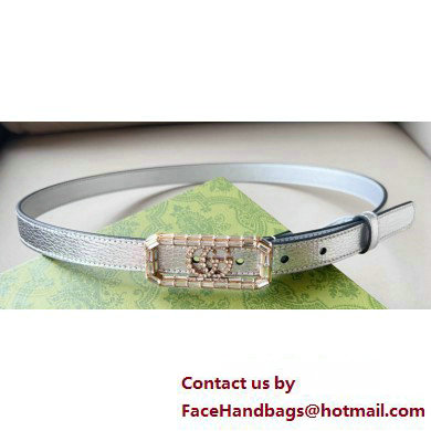 Gucci Width 2cm Thin belt Silver/Gold with crystal Double G buckle 751553 2024