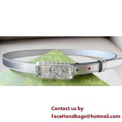 Gucci Width 2cm Thin belt Silver with crystal Double G buckle 751553 2024 - Click Image to Close