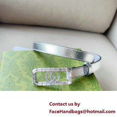 Gucci Width 2cm Thin belt Silver with crystal Double G buckle 751553 2024