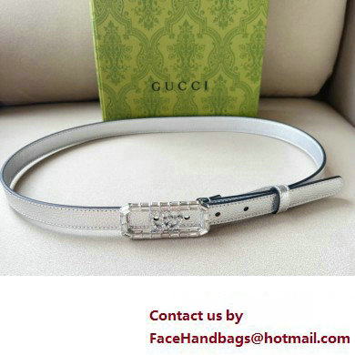 Gucci Width 2cm Thin belt Silver with crystal Double G buckle 751553 2024