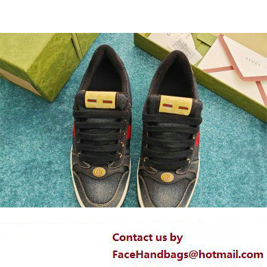 Gucci black denim Screener sneaker SNEAKERS 771097 2024